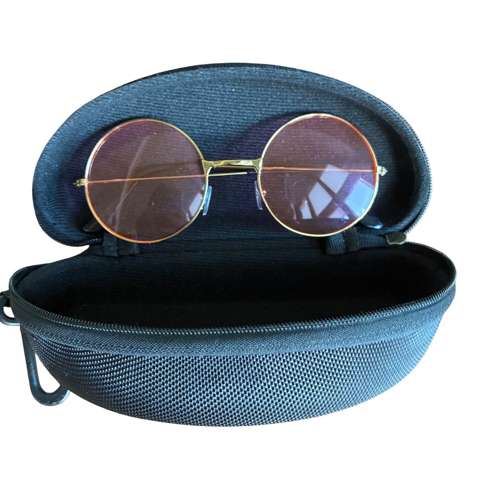 Unbranded Round Sunglasses Unisex OS Pink Excellent Retro Gold Metal Tinted